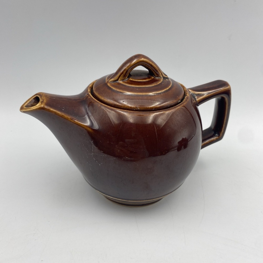 Vintage McCoy Pottery‎ Ceramic Brown Glaze Small Teapot 2 Cups